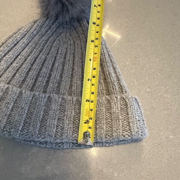 Women's J. Crew Wool Blend Ribbed Beanie with Faux-Fur Pom-Pom - Heather Gray - Picture 8 of 8